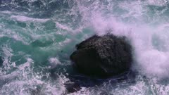 Waves crashing on a rock