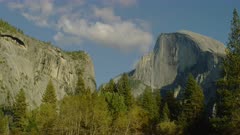 Half Dome and trees on sunny day
