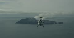White AS350 helicopter, White Island Volcano, New Zealand 