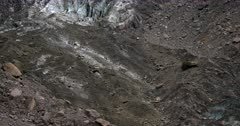 Close up Pan from Fox Glacier to the river it creates