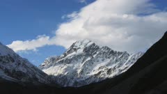a close up time lapse of mt cook in new zealand from hooker valley