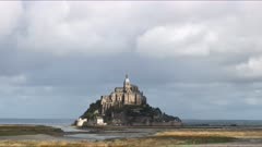wide view of mont st michel in normandy, france