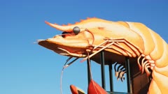 zoom in on the historic big prawn at ballina in new south wales, australia