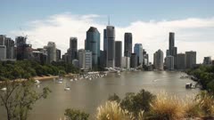 mid morning shot of the brisbane river from kangaroo point in brisbane, queensland