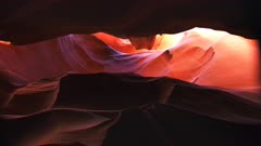 water sculpted horizontal rock formations in the red sandstone rock of upper antelope canyon in page, arizona