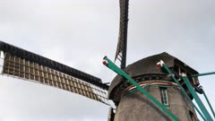a 4K 60p close up clip of an operating windmill at zaanse schans near amsterdam in the netherlands