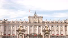 a close up of the gates and front of the royal palace of madrid, spain