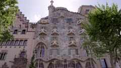 a view of the front facade of gaudi's casa batllo in barcelona, spain