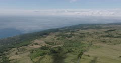 Aerial view of green highlands on Pico Island / Azores, pan
