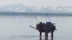 Offshore oil platform in the Cook Inlet at Nikiski, Alaska 