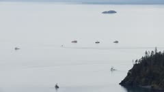 Helicopter Gimbal aerials of a Salmon Fishing Fleet in Prince William Sound, Alaska