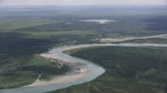 Aerial shot of the remote city of Bettles, Interior Alaska