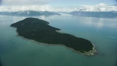 Scenic aerial of Glacier Bay National Park and Preserve