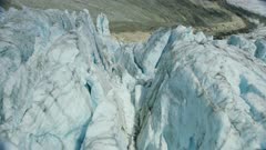 Aerial of a beautiful glacier in Glacier Bay National Park, Alaska
