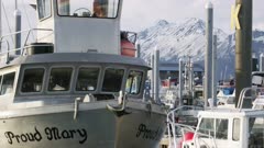 Boats moored at the Homer Boat Harbor, Alaska