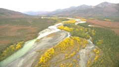 Boreal forest in fall colors and rivers in Gates of the Arctic National Park