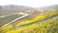 Boreal forest in fall colors and rivers in Gates of the Arctic National Park