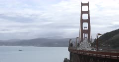 View of traffic flowing on the Golden Gate Bridge 4K