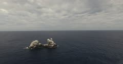 Aerial shots of roca partida rock, revillagigedo archipelago, Mexican pacific.