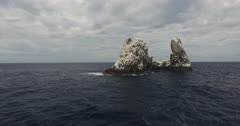 Aerial shots of roca partida rock, revillagigedo archipelago, Mexican pacific.