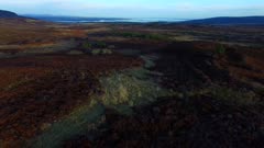 Aerial establishing shot of the uplands on the Dornoch Firth at the Struie in Easter Ross Scotland UK 
