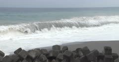 Large Waves Crash Onto Beach As Hurricane Approaches The Coast
