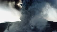 Aerial Footage Volcanic Eruption Billowing Ash Cloud Close Up