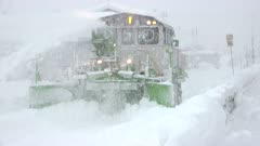 Train Plows And Clears Snow During Major Blizzard