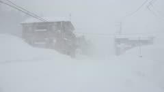 Heavy Snow And Strong Wind Blizzard Conditions Hit Town