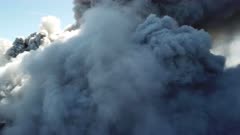Drone Footage Flying Past Billowing Clouds Of Volcanic Ash During Eruption