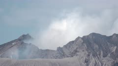 Steaming Crater Of Sakurajima Volcano Venting Toxic Gas