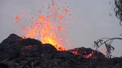 Kilauea Volcano Eruption 2018 - Lava Flows From Erupting Fissure