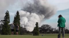Kilauea Volcano Eruption 2018 - People Watch Ash Erupting From Crater