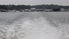 Wake from a boat as Sailing out of Manaus on the Rio Negro in the Amazon rainforest in Brazil
