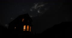 Old Spooky House with Star Light at Night in the Mountains - Ghost Town of Animas Forks, Colorado