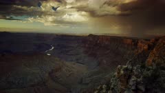 Magic hour at the Grand Canyon with a heavy distant downpour during a monsoon thunderstorm event - Desert View #3