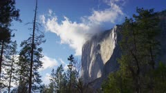 Firefall location, shot after timelapse, normal speed, Yosemite National Park