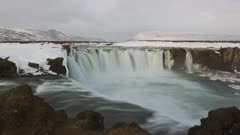 Time-lapse Godafoss Waterfall in Winter, Iceland