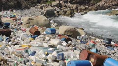 Climate change emergency. Plastic waste destroys the ocean environment and causes Environmental destruction and pollution