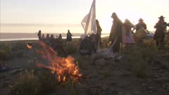 Indigenous People Gather For Campfire,Ceremony,Ritual Possibly Alpaca Sacrifice