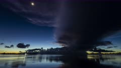 Sunset with storm clouds moon and stars time-lapse