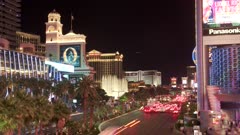 Time Lapse of traffic and trail lights on The Strip, Las Vegas Boulevard, Las Vegas, Nevada, United States of America, North America