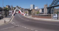 Time Lapse of traffic crossing Swing Bridge, Newcastle-upon-Tyne, Tyne and Wear, England, United Kingdom, Europe