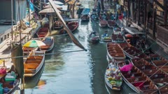 Timelapse of Damnoen Saduak Floating River Market, Bangkok, Thailand, Southeast Asia, Asia
