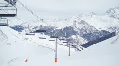 Ski lifts at La Plagne ski resort, Tarentaise, Savoy, French Alps, France, Europe