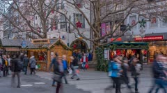 Time lapse of shops and Christmas Market on Kaufingerstrasse, Munich, Bavaria, Germany, Europe