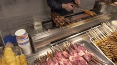 Food on a stall in the night market in Xian, Xi'an, Shaanxi Province, People's Republic of China, Asia