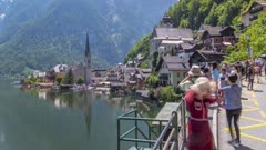Time lapse of Hallstatt village, UNESCO World Heritage Site, Salzkammergut region of the Alps, Salzburg, Austria, Europe
