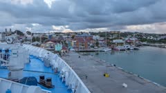 Time Lapse of cruise ship leaving St. John's, Antigua, Antigua and Barbuda, Caribbean, West Indies, Central America