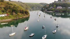 Aerial of the River Yealm Estuary at Newton Ferrers in the South Hams, Devon, England, United Kingdom, Europe